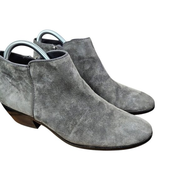 Sam Edelman Shoes Womens Size 8M Gray Suede Side Zip Ankle Booties - Picture 1 of 9